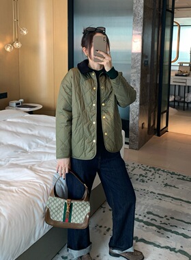 FAFA PRETTY 双面棉服女 新款印花压菱格外套复古高级感棉衣