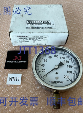 原装供应- ASHCROFT 35-1009-AW-02L-200 工业级 Duralife 压力表