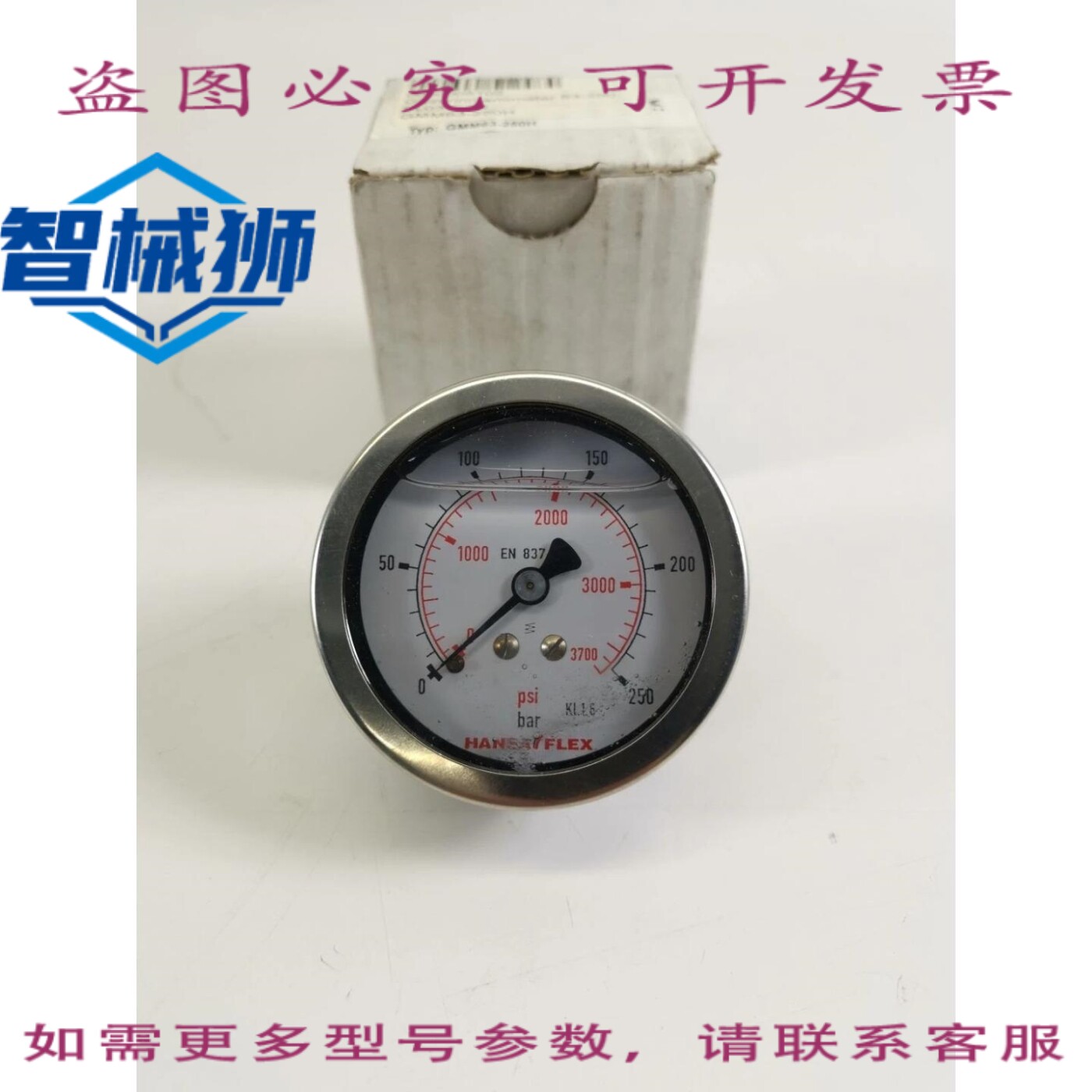 原装供应 HANSAFLEX GMM 63-250H 甘油填充压力表