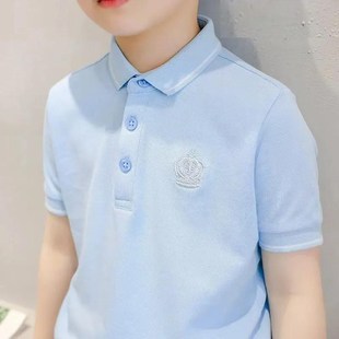 宝宝帅气上衣 新款 洋派男女童短袖 POLO衫 小学生校服中大童翻领半袖