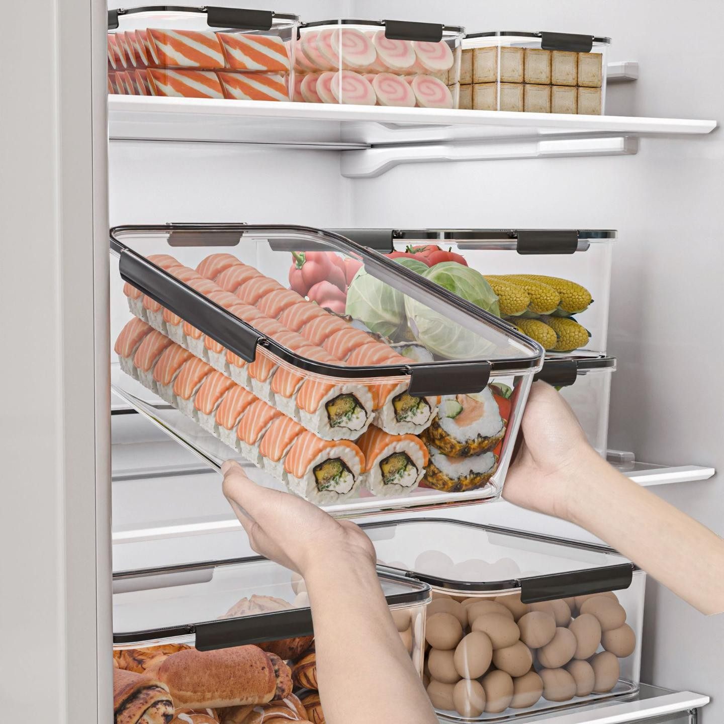 【直播专享】蔬菜分类收纳冰箱透明食品保鲜盒密封盒食品级耐低温,餐饮具,保鲜盒,淘宝优惠券,粉丝福利购,淘宝优惠卷