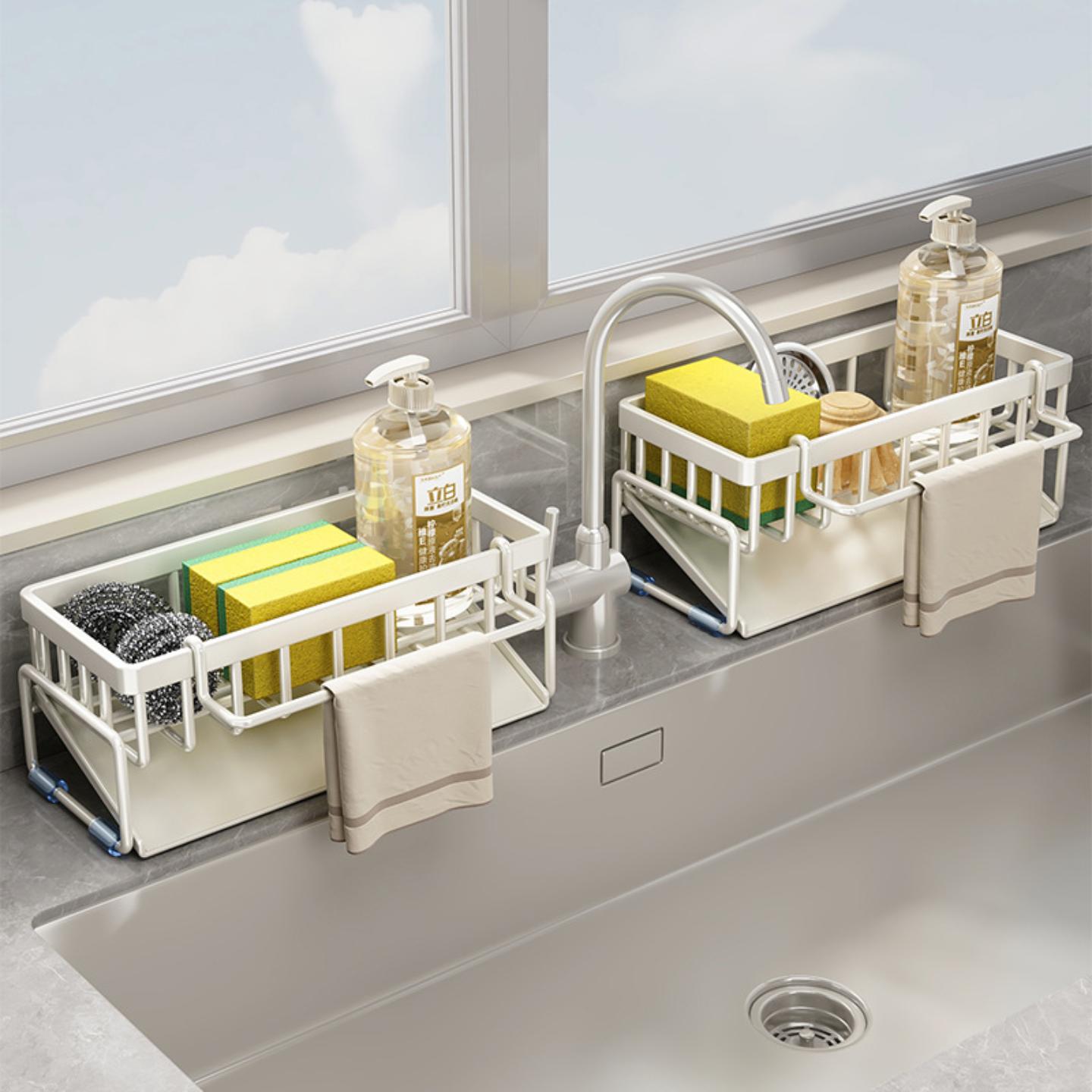 JUMILY抹布沥水架厨房家用水池洗碗布海绵收纳水槽窄边水龙头置物