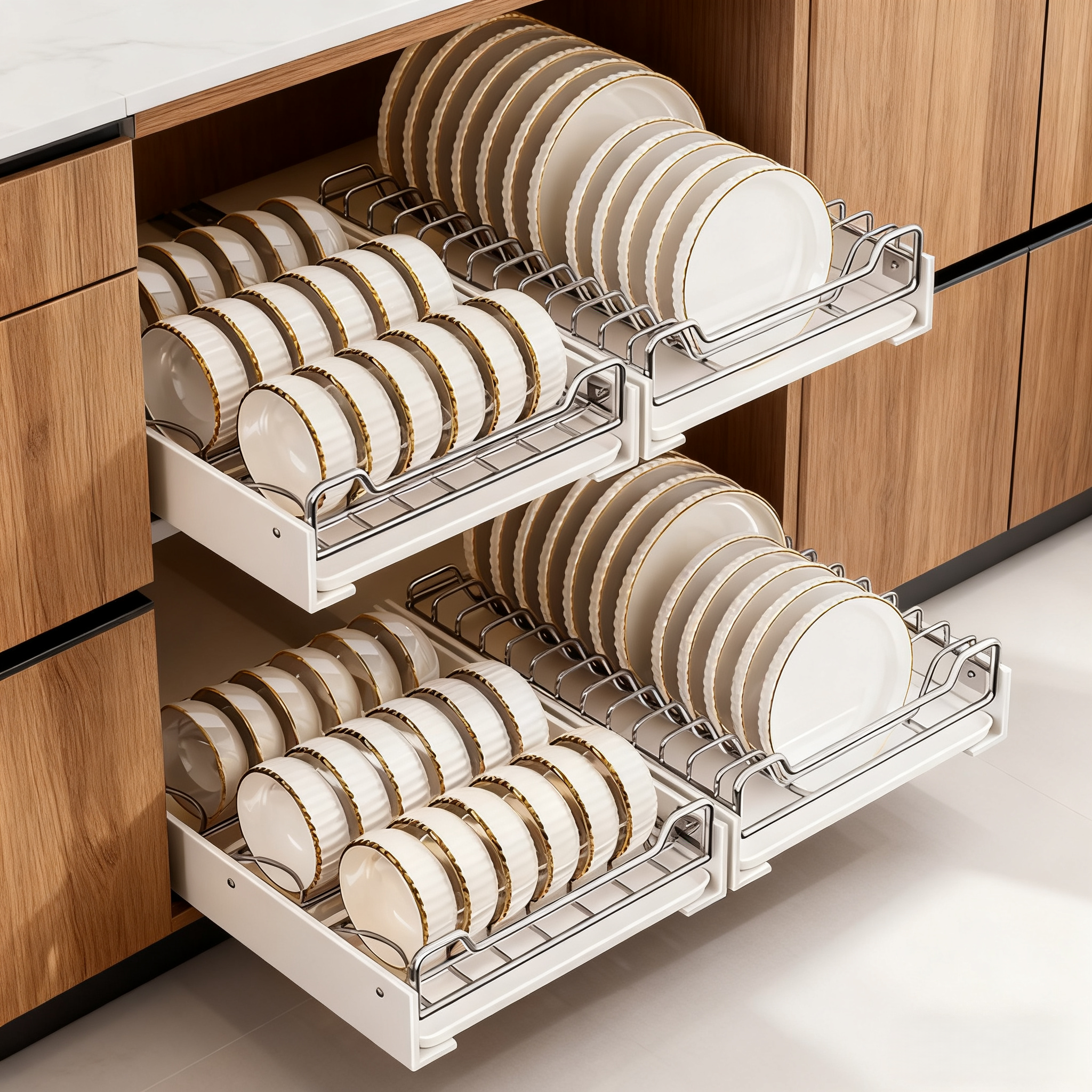 JUMILY厨房抽拉式碗碟架