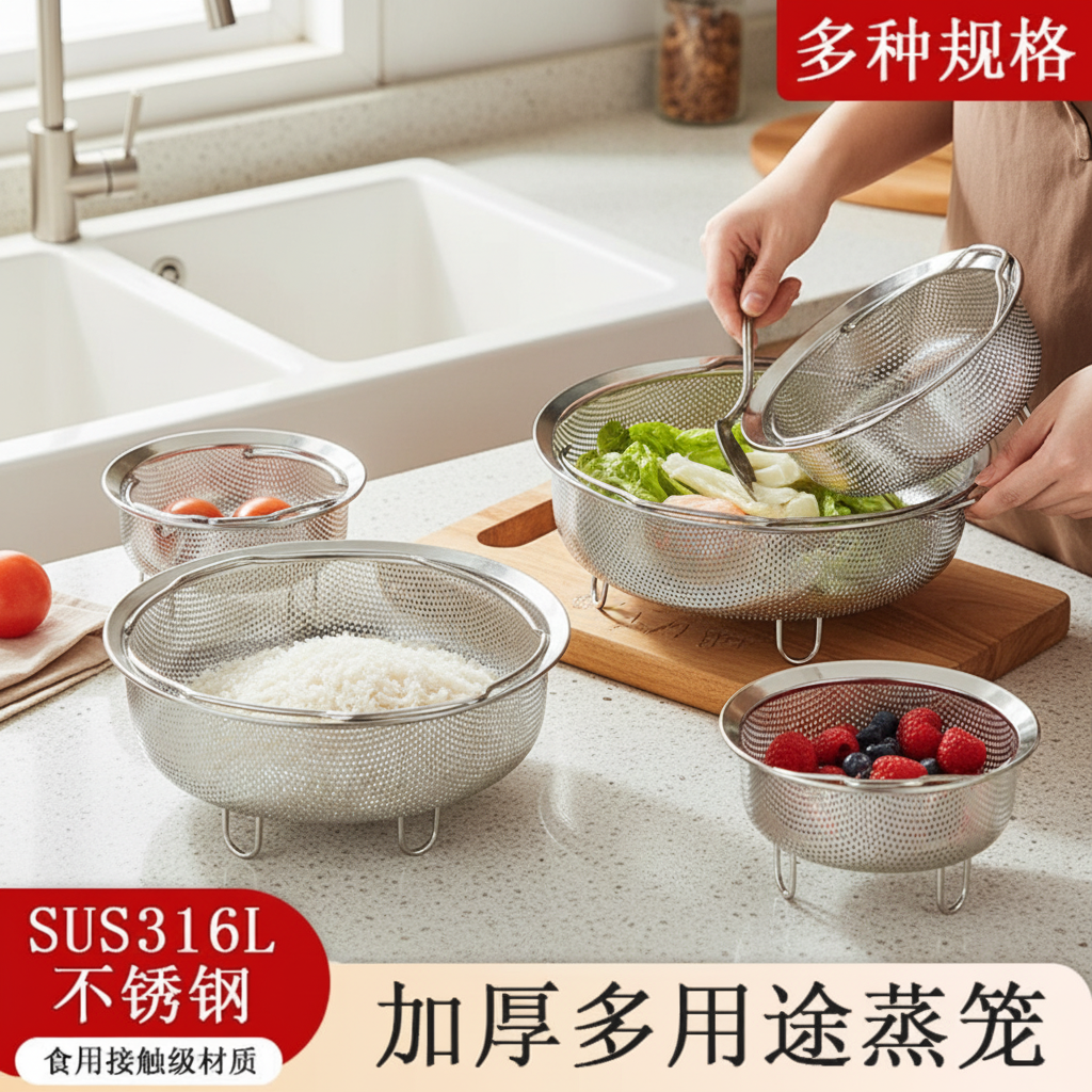 不锈钢多功能蒸屉沥水篮