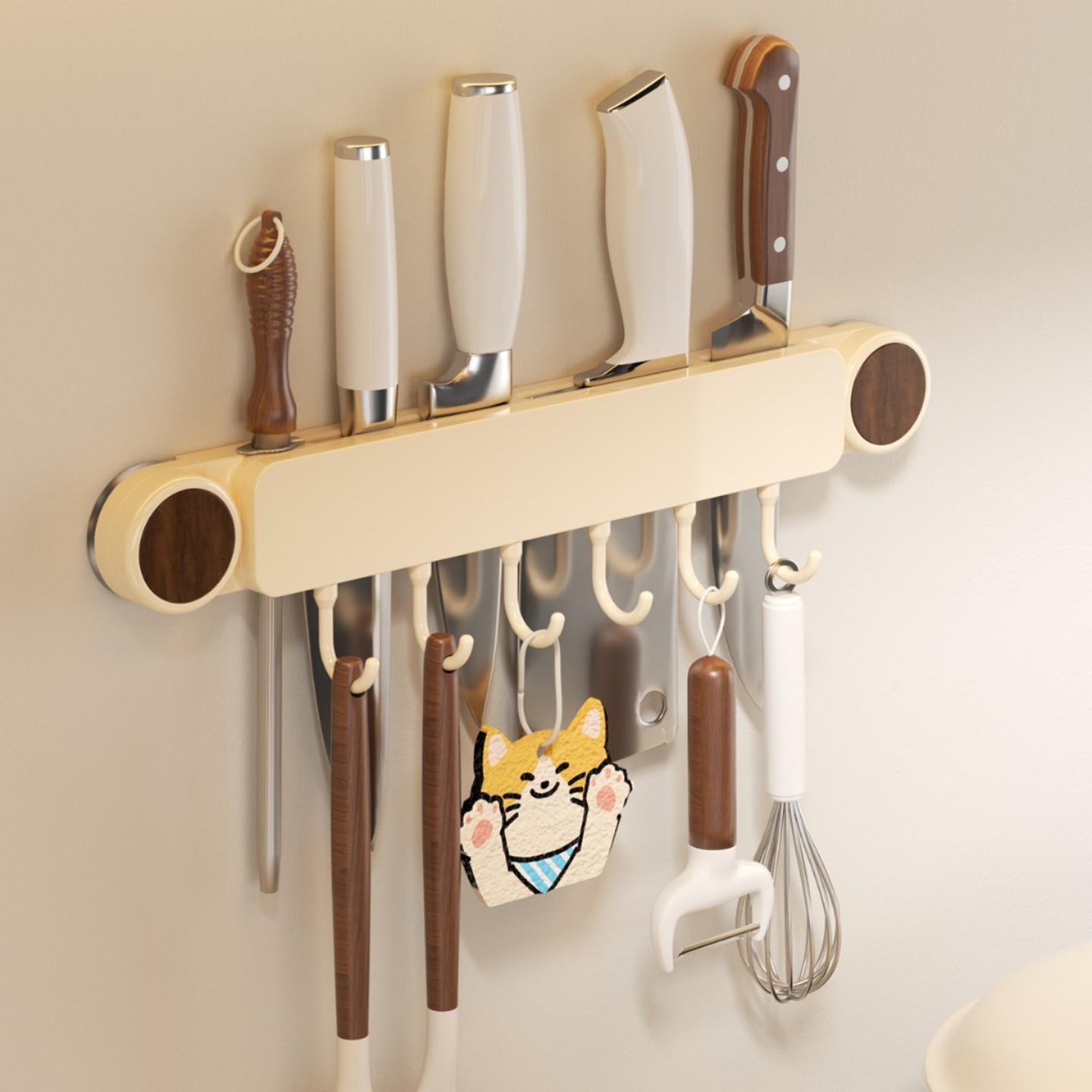 JUMILY吸盘刀架新款家用壁挂式菜刀置物架多功能厨房挂钩刀具收纳