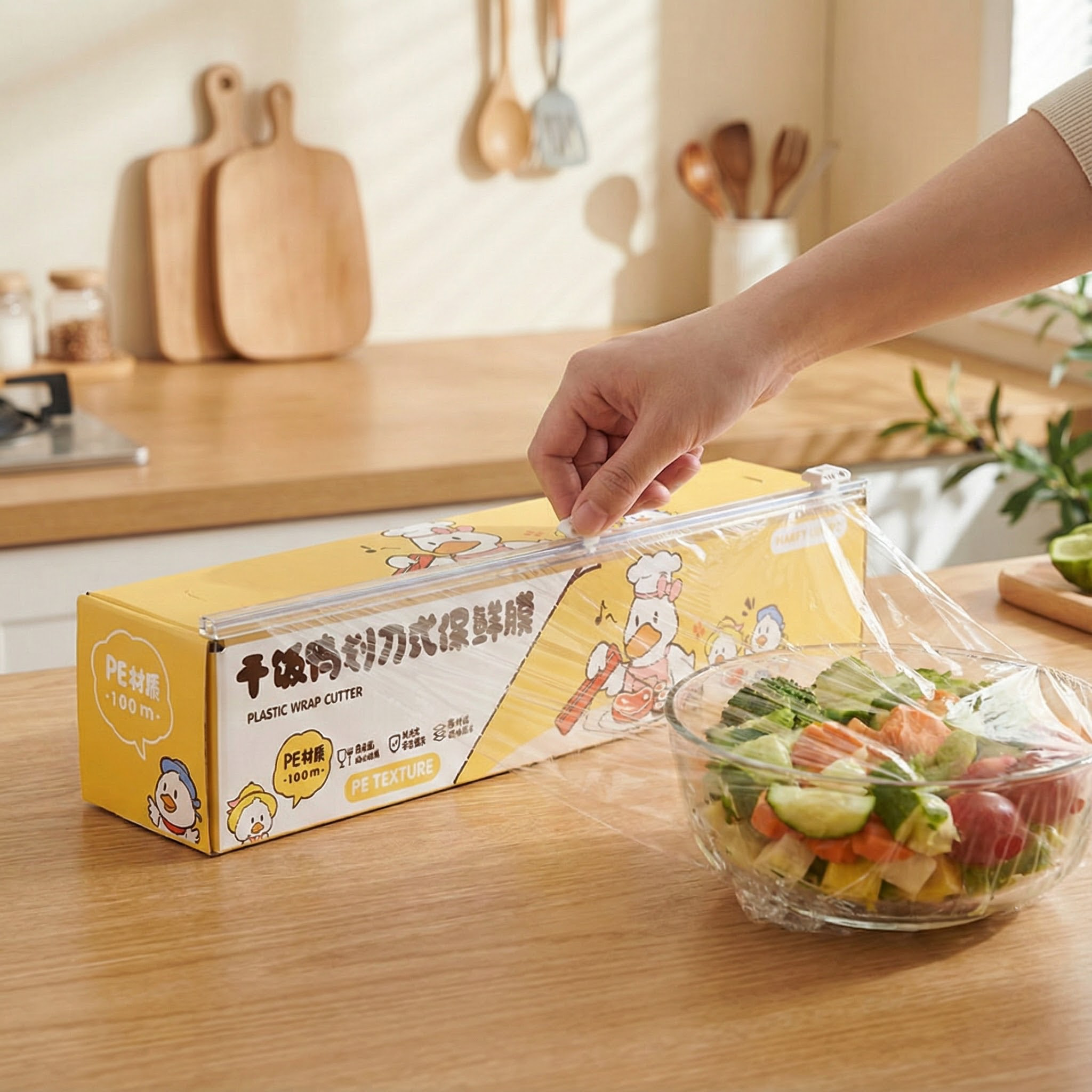 JUMILY干饭鸭划刀式保鲜膜厨房磁吸保鲜膜切割器新款划刀式盒装保