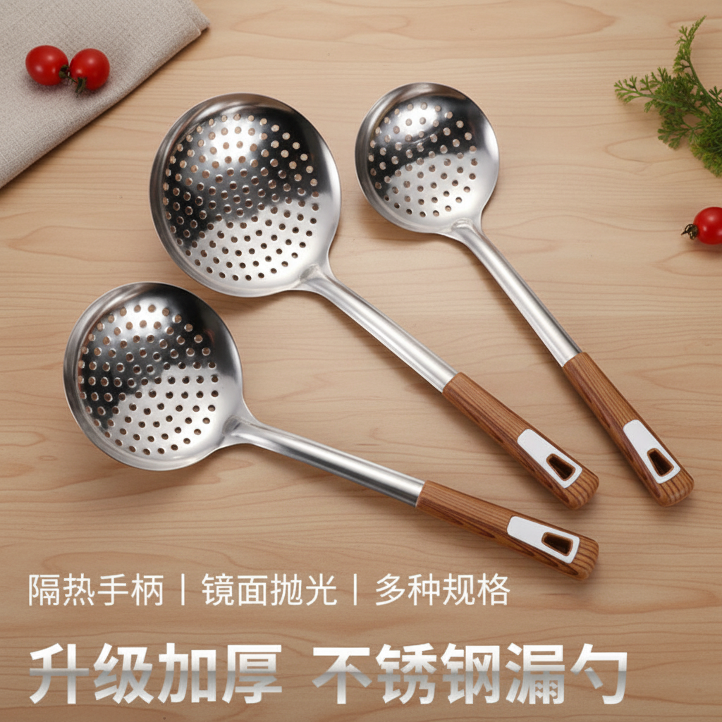 JUMILY加厚不锈钢漏勺家用厨房汤勺沥水隔油捞面饺子勺子厨房用具