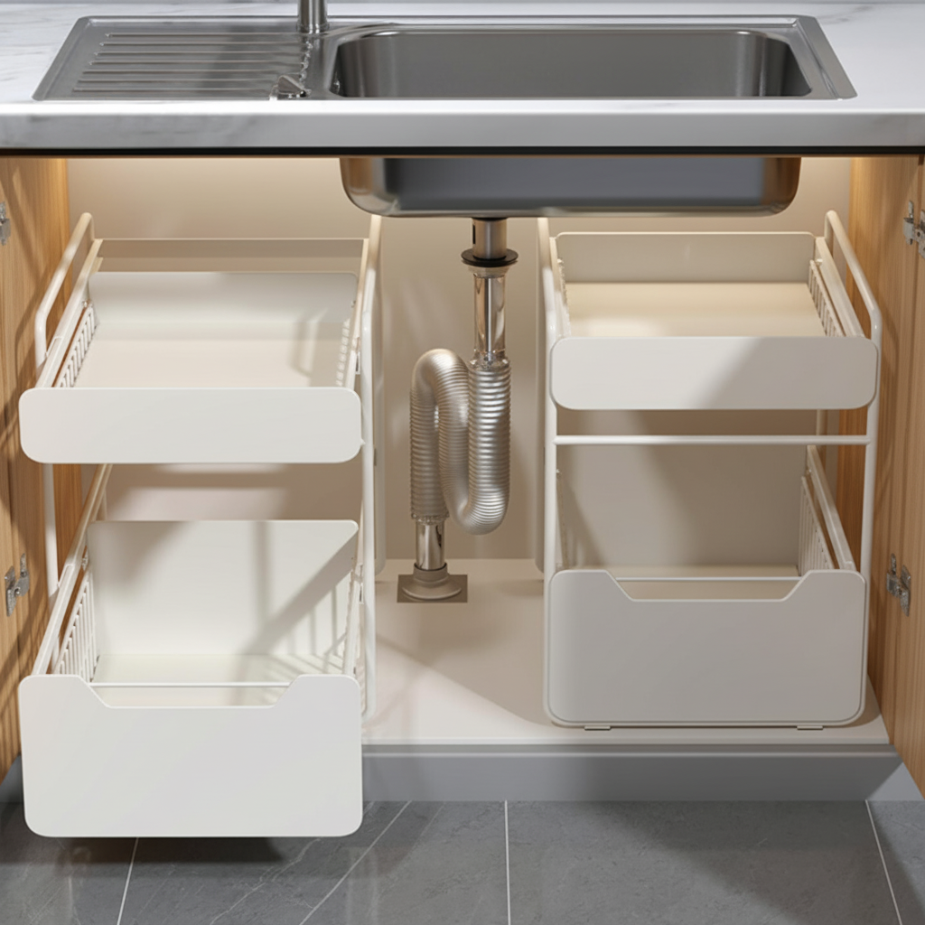 厨房下水槽置物架不锈钢双层