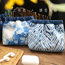 扎染弹片包手工植物染收纳包大理白族扎染纯棉小包布包金属弹片包