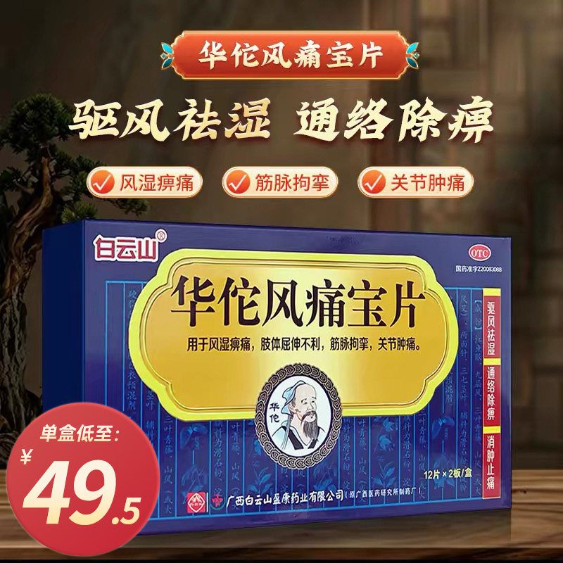 白云山华佗风痛宝片24片风湿痹痛肢体屈伸不利关节肿痛止痛治通 - 实物图
