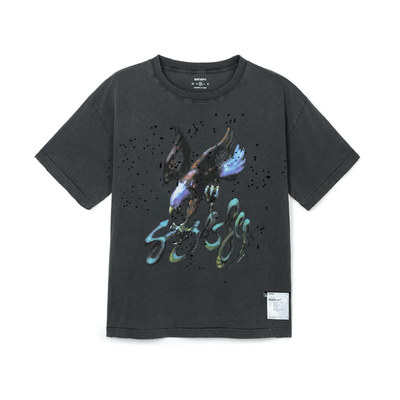 SATISFY MothTech T-Shirt 男女 老鹰印花做旧破洞机能短袖 T 恤