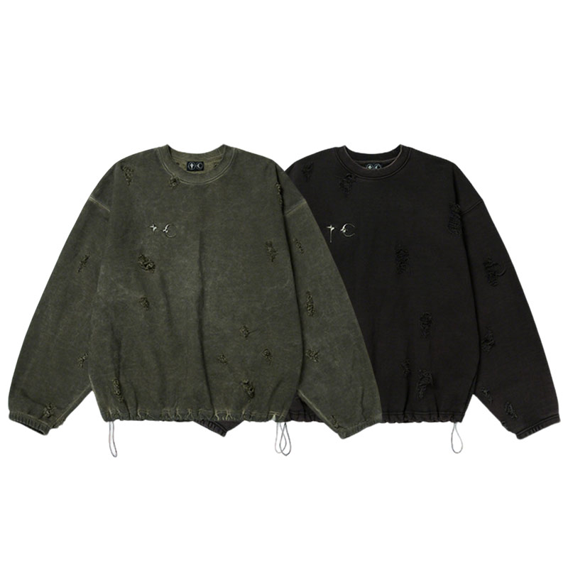 THUGCLUB双面金属LOGO破洞卫衣