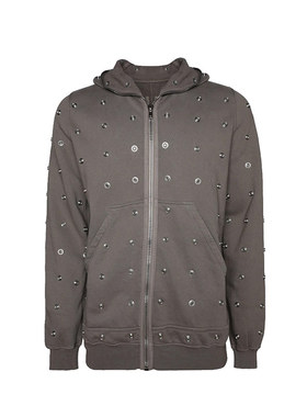 DRKSHDW Jumbo Gimp时尚标志性按扣连帽衫外套土灰色