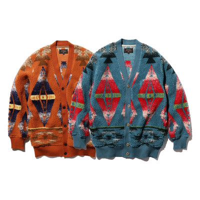 BEAMS PLUS Cardigan Boa Jacquard男士复古日系抓绒开衫夹克上衣