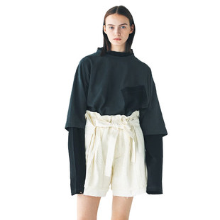 French Terry Rib T恤炭灰色 宽松独特轮廓休闲舒适短袖