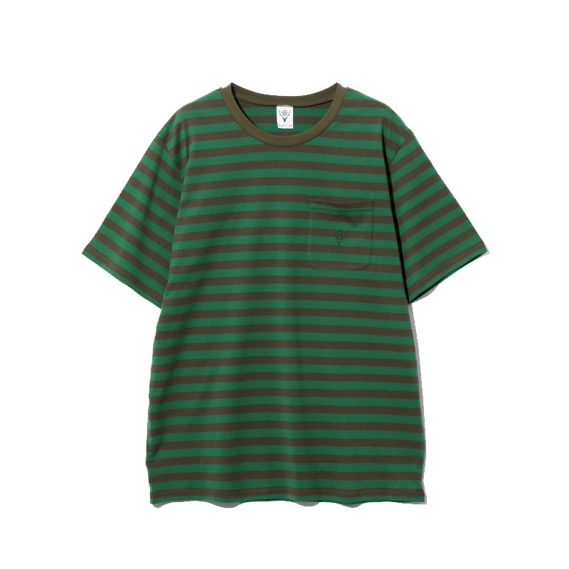 SOUTH2 WEST8 S/S Round Pocket 25SS 小口袋刺绣logo条纹短袖T恤