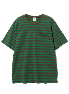 SOUTH2 WEST8 S/S Round Pocket 25SS 小口袋刺绣logo条纹短袖T恤