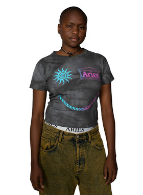 ARIES Grunge Happy Dude S/S 时尚印花夏季圆领短袖T恤灰色