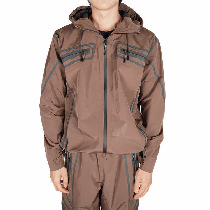 J EONGL I Hardshell Jacket US 秋季棕色多口袋连帽夹克长袖外套