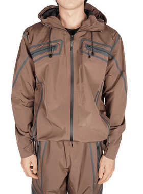 J EONGL I Hardshell Jacket US 秋季棕色多口袋连帽夹克长袖外套