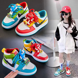 儿童鞋子2026春秋款炸街女童鸳鸯鞋M豆男童高帮运动鞋中大童板鞋