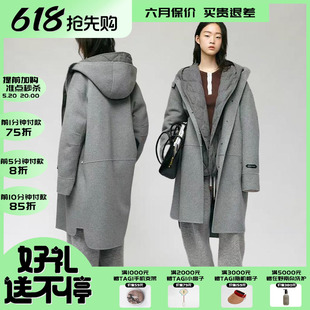 设计师款 YOEYYOU休闲连帽毛呢大衣24冬新品 极简风大廓型宽松外套