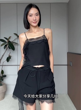 Uncoded黑色蕾丝花边设计吊带背心女显瘦性感25秋冬新款KWWA1N012