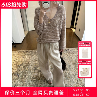 【博主穿搭】UNCODED26夏连帽针织衫 224抽拉绳宽松裤061-1