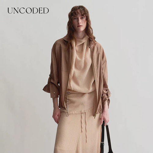 【外套】Uncoded26秋格子抽绳防风外套女宽松显瘦都市慵懒W023