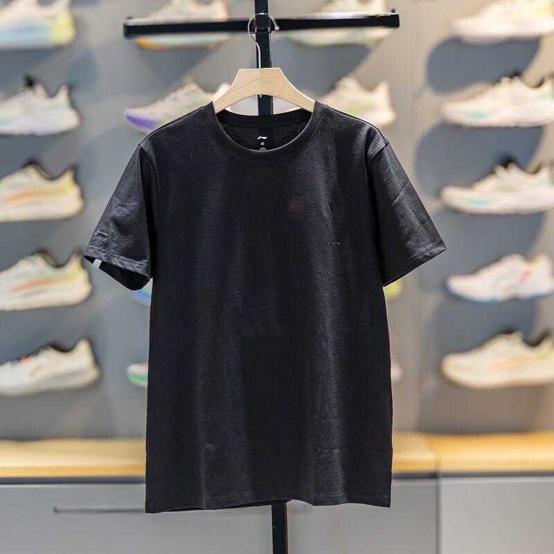 李宁短袖T恤男女款2026夏纯棉透气舒适圆领文化衫运动上衣AHSW387