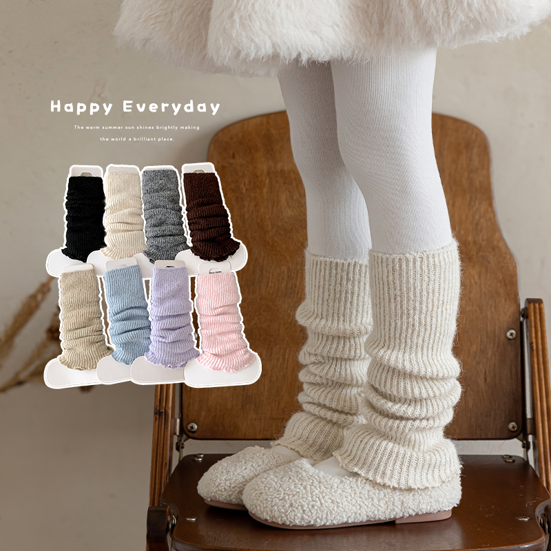儿童袜套堆堆袜春秋羊毛女童袜子2025新款加绒加厚纯色保暖腿套