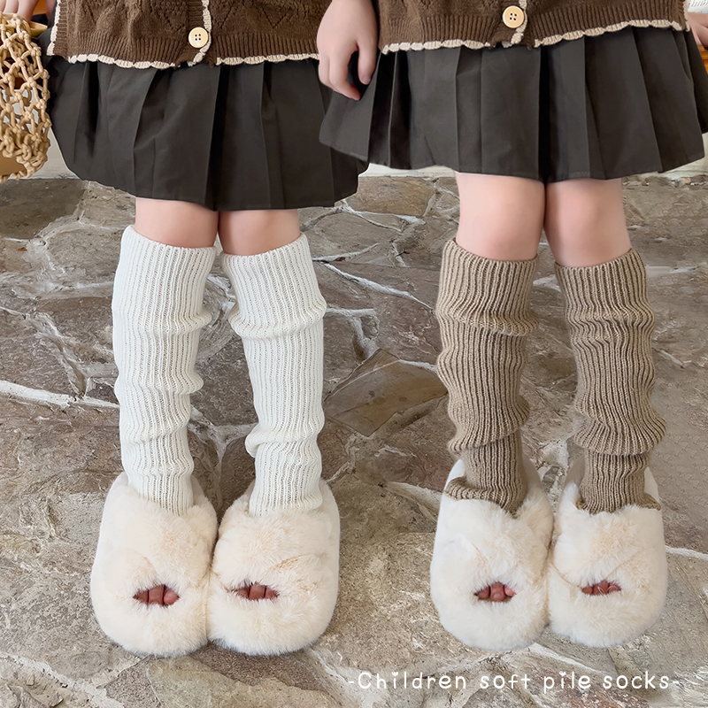 女童袜子春秋踩脚袜套针织日系洛丽塔堆堆袜保暖护腿中筒毛线腿套