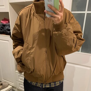 山月拾酒 秋冬保暖90白鸭绒男女复古飞行员立领羽绒服夹克外套