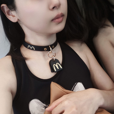 原创牛皮项圈M But Brat颈环定制k9男女防走丢带狗牌重工梧桐手作