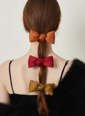 DAINEI岱妮甜心绵绵蝴蝶结发圈红色新年立体充棉丸子头低扎发发饰