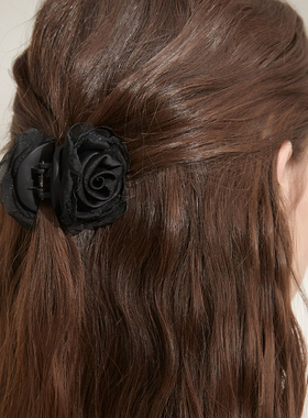 DAINEI岱妮轻雾玫瑰抓夹女盘发高级感中号鲨鱼夹扎发马尾夹子发饰