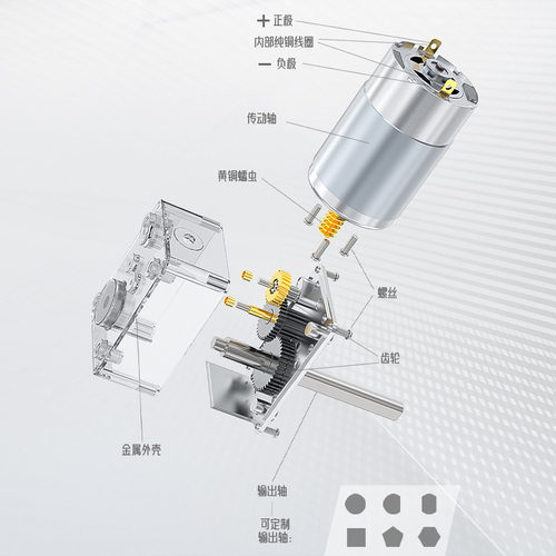5840-555微型有刷直流电机12V24V单向长轴D轴正反转切换调速电机