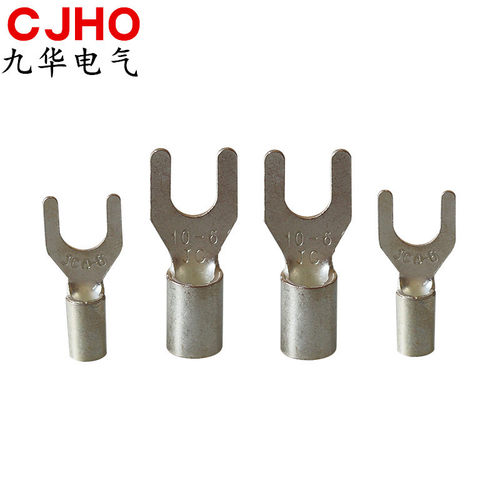 JC4-6船用接线鼻UT4-6叉形裸端头二次接线带铜套冷压接铜接线端子
