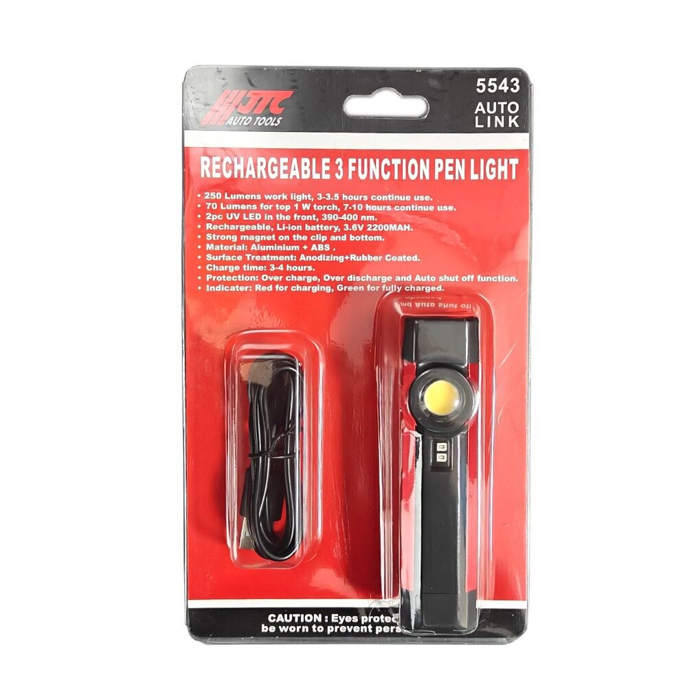 台湾jtc5543汽修工具 led充电型三用笔灯铝合金工作灯手电筒图片
