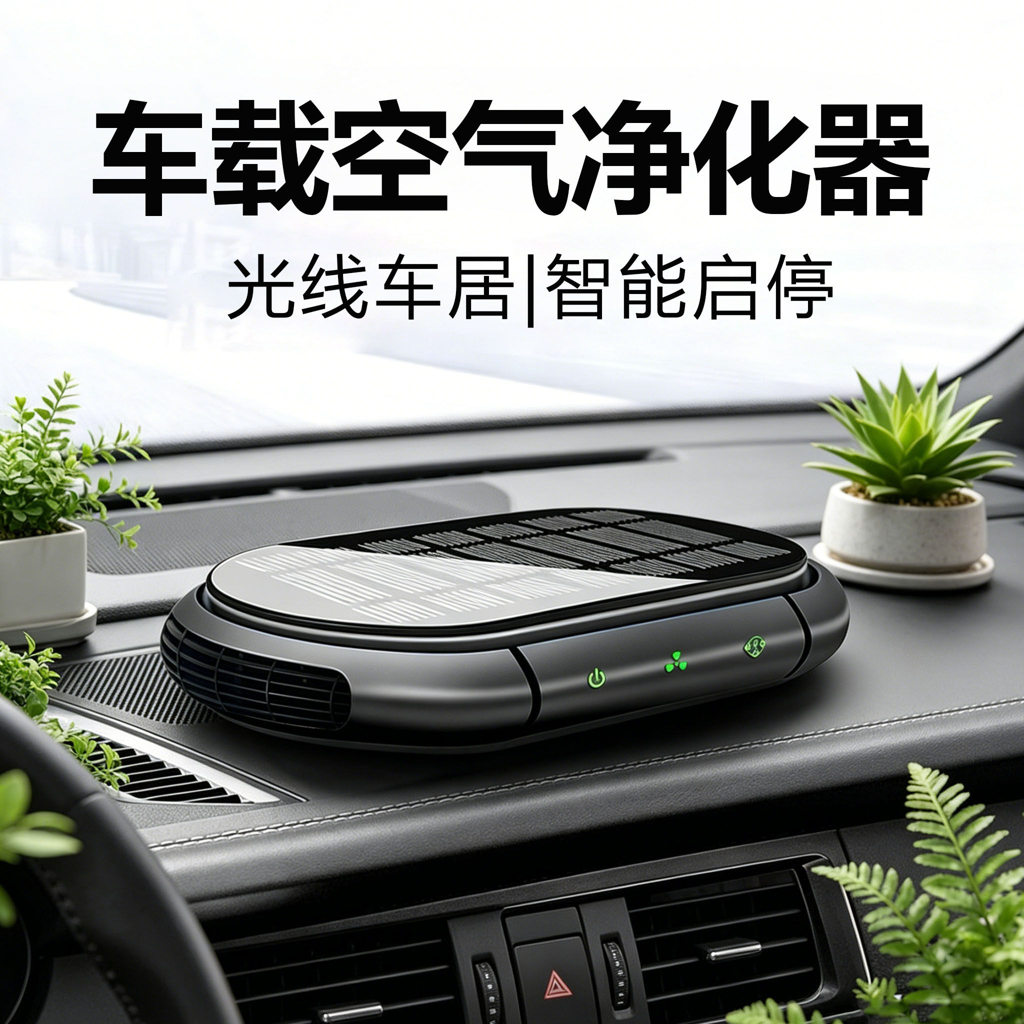 跨境太阳能负离子车载空气净化器智能启停除异味车内氧吧官方正品