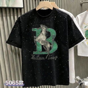 欧蒂然轻奢满天星烫钻印花短袖T恤男款潮流百搭圆领男士短袖上衣