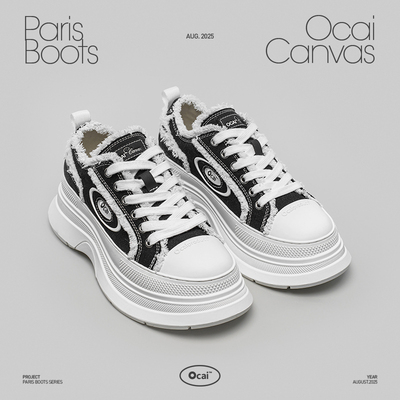 Ocai Paris Boots 经典白厚底增高帆布鞋 国潮时尚撞色复古休闲鞋