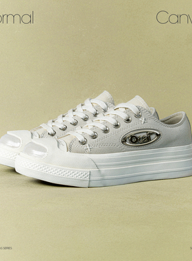Ocai Normal Canvas 浅灰色经典帆布鞋 开口笑高级厚底增高休闲鞋