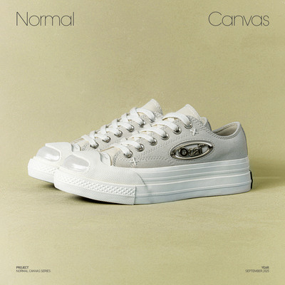 Ocai Normal Canvas 浅灰色经典帆布鞋 开口笑高级厚底增高休闲鞋