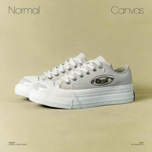 Ocai Normal Canvas 浅灰色经典帆布鞋 开口笑高级厚底增高休闲鞋