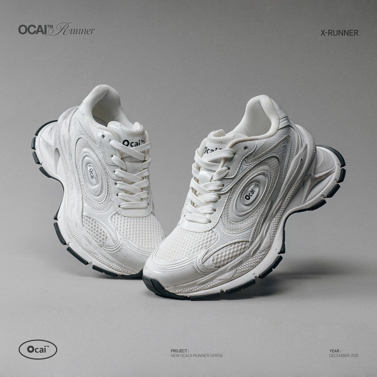 【12.08 0点发售】Ocai“X-Runner”雪山白飞碟2.0厚底增高老爹鞋