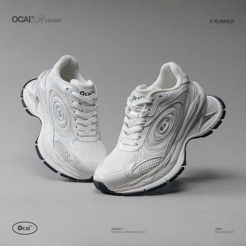 Ocai“X-Runner”雪山白飞碟2.0厚底增高老爹鞋 高级做旧运动跑鞋