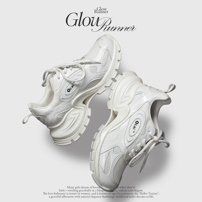 Ocai Snow White 霞光落雪 追光跑鞋 国潮牌运动复古厚底老爹鞋女