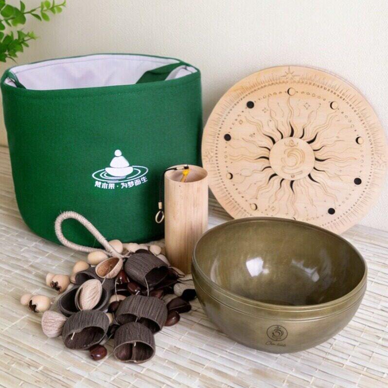 尼泊颂钵叮夏碰铃果壳摇铃溪水鼓放松疗愈手工小乐器组合送礼盒装