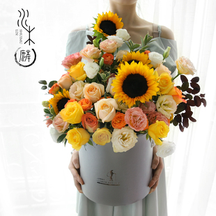 向日葵抱抱桶送花订花毕业花束厦门水木麟鲜花速递同城花店配送